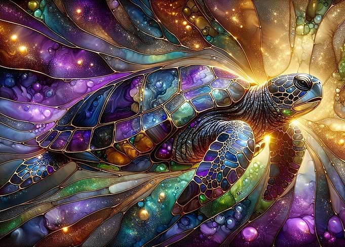 Cosmic Turtle Stained glass