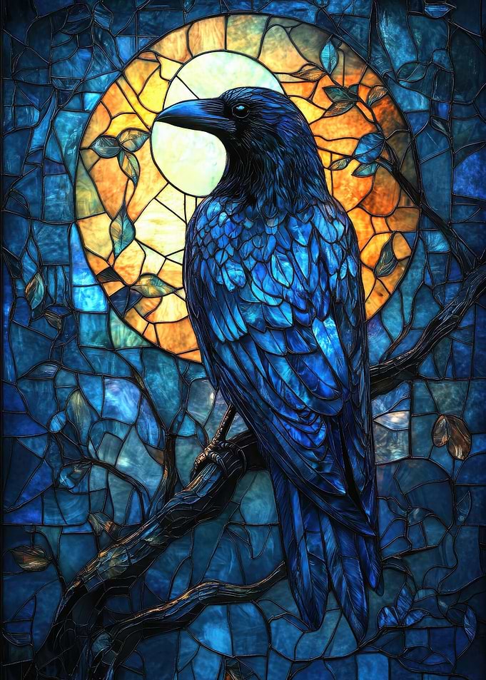Stained Glass Raven