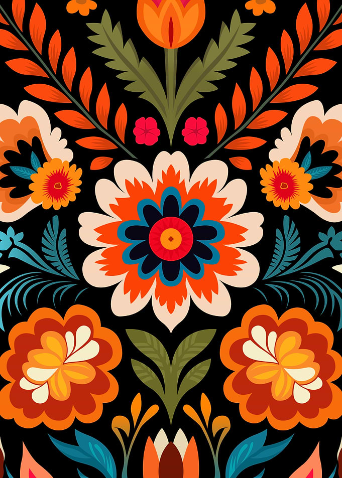 Aesthetic Vintage Flowers Retro Colorful Floral Art