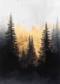 Golden Forest Silhouette