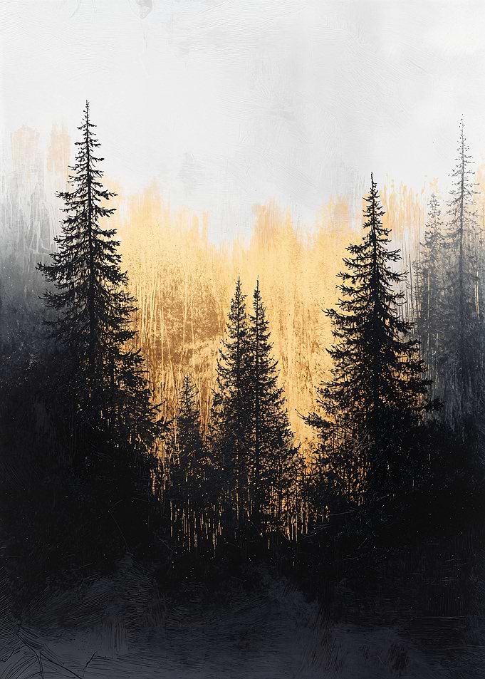 Golden Forest Silhouette