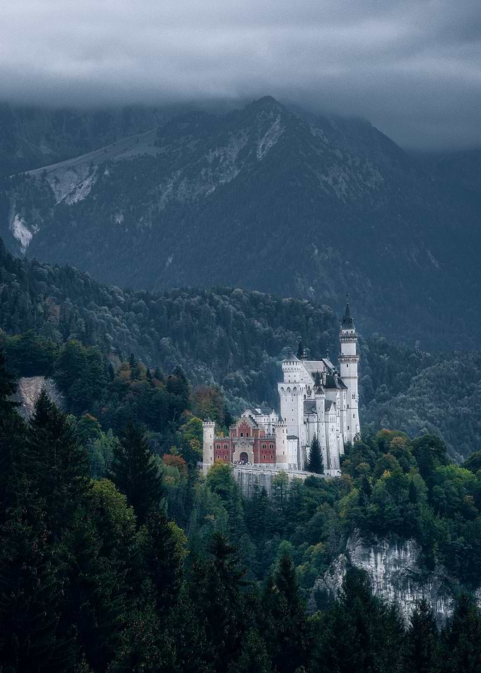 Neuschwanstein Castle in Mountains