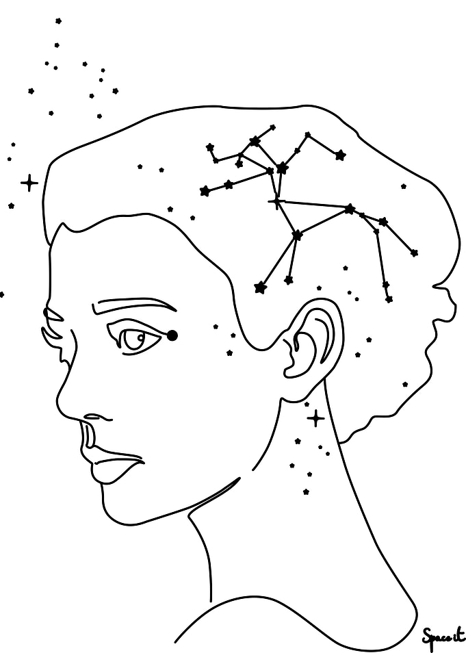 Lucy Centaurus Constellation Woman Line Art