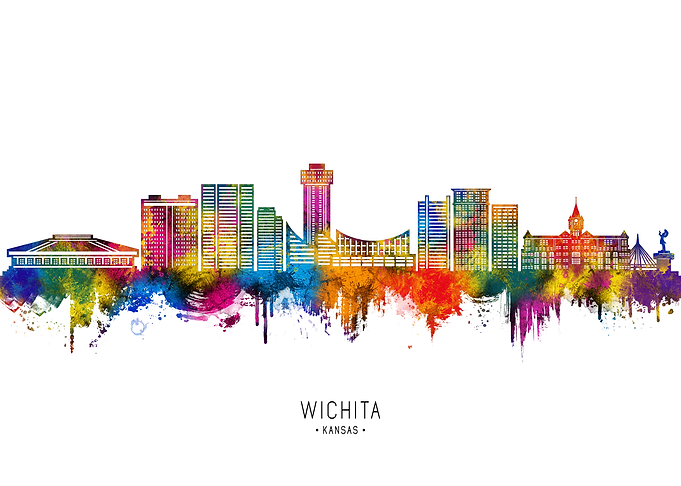 Wichita Skyline Watercolor