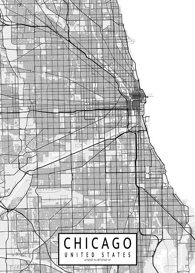 Chicago City Map USA Light