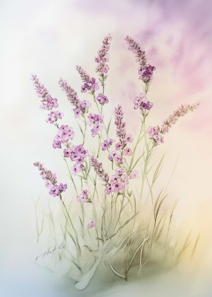 Watercolor Lavender Bouquet