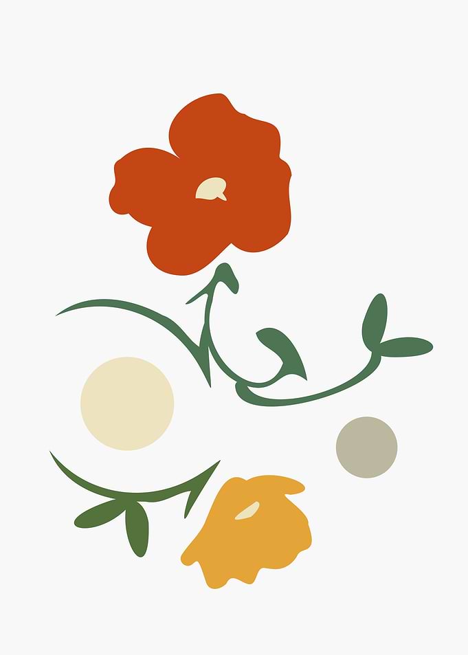 Minimalist Floral Harmony in Red and Yellow