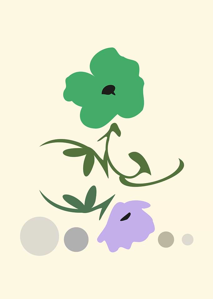 Green Blossom on Cream