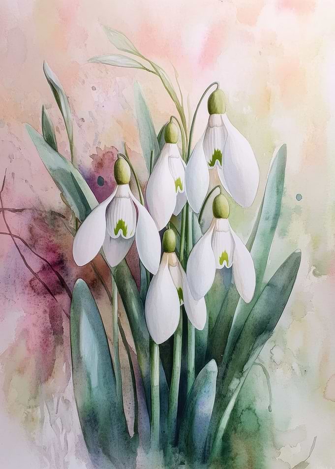 Snowdrop Watercolor Painting
