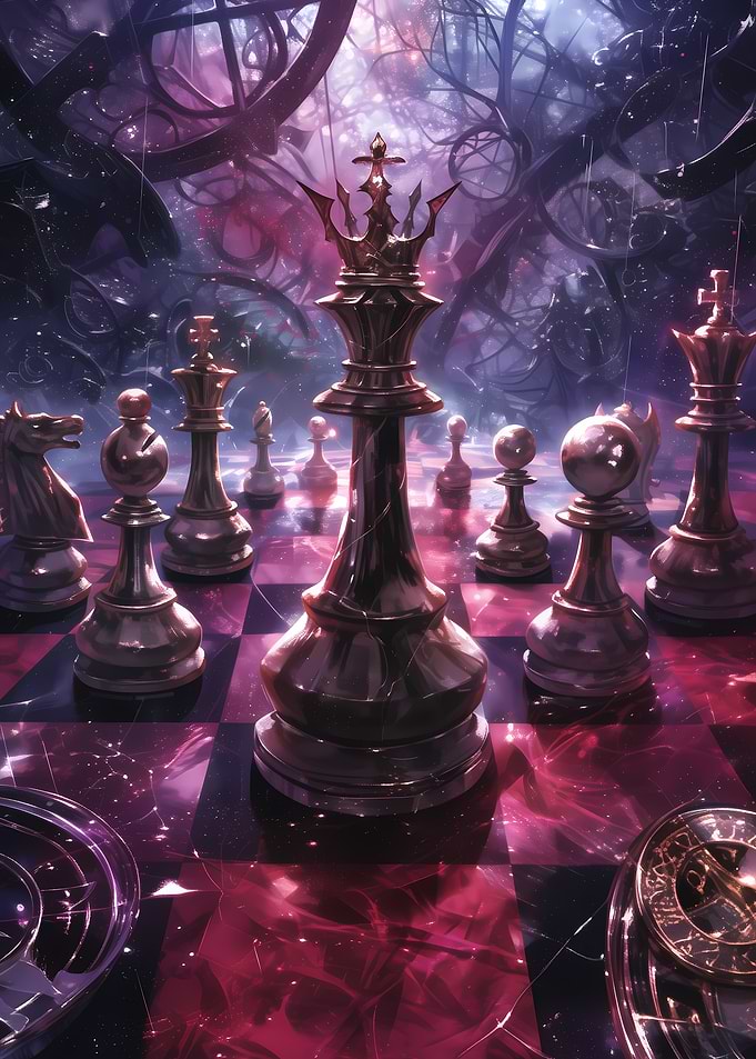 Chessboard in a Mystical Forest