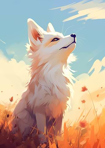 White Fox in Field