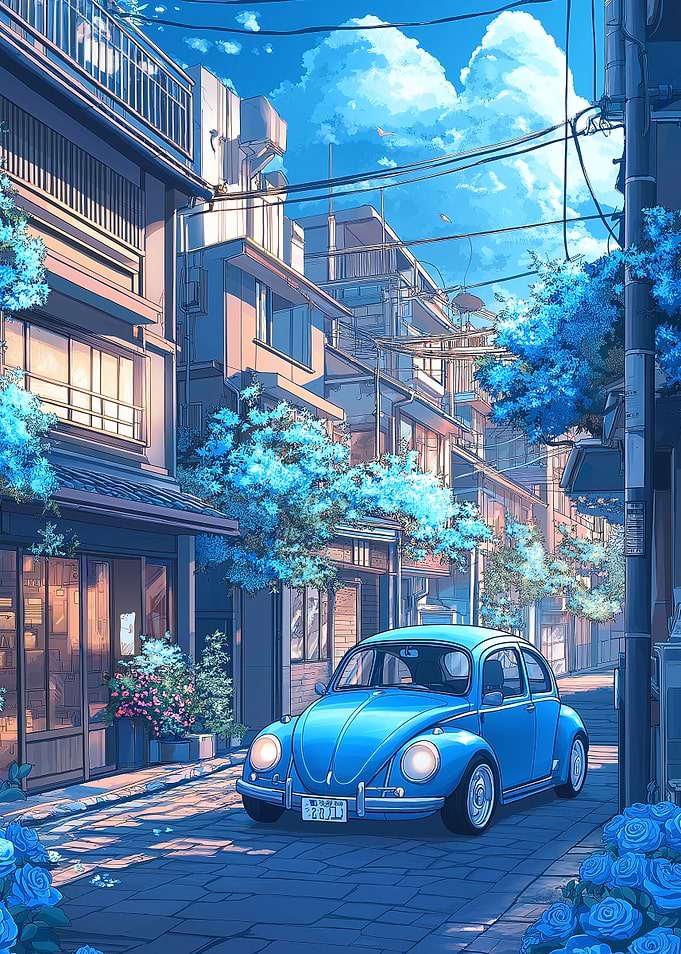 Blue Beetle in Japanese Street