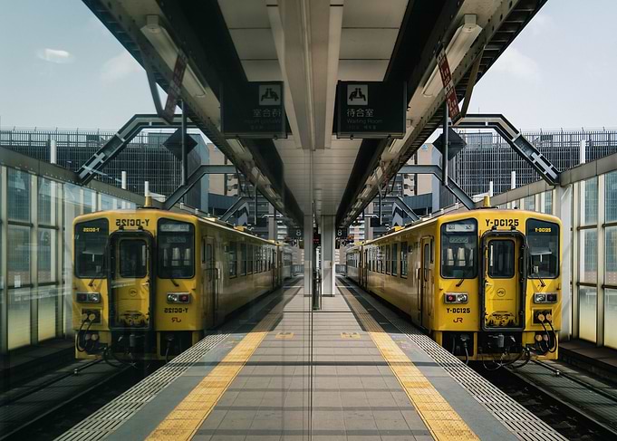 Yellow Trains at Station