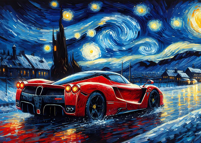Ferrari Under Starry Night