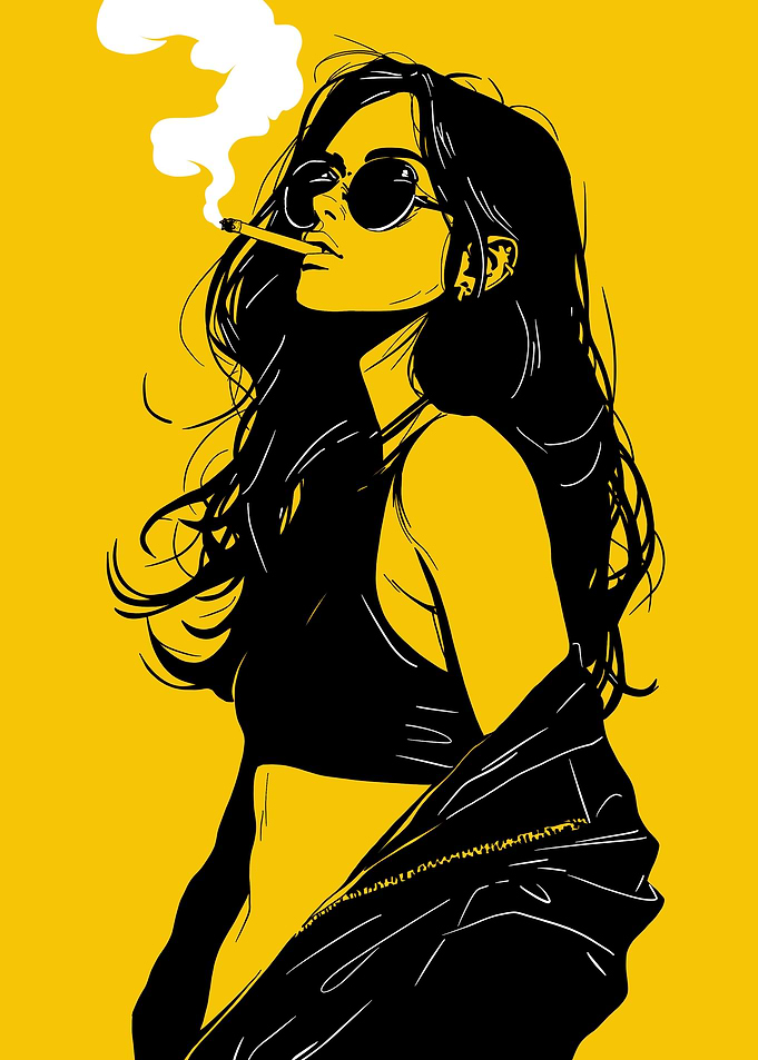 Cool Girl with Cigarette