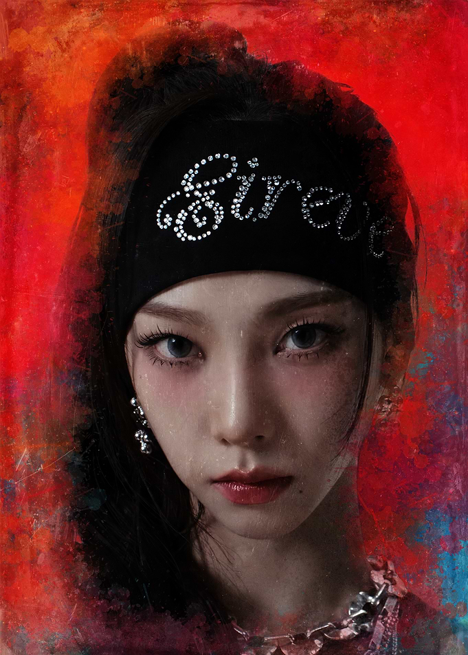 K-pop star karina aespa whiplash textured