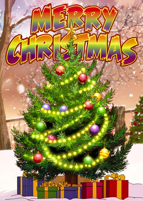 Christmas Tree with Gifts — metal poster wall art