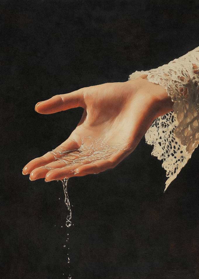 Water Dropping from Hand