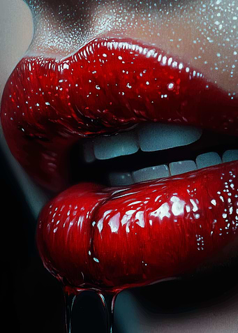 Glossy Red Lips
