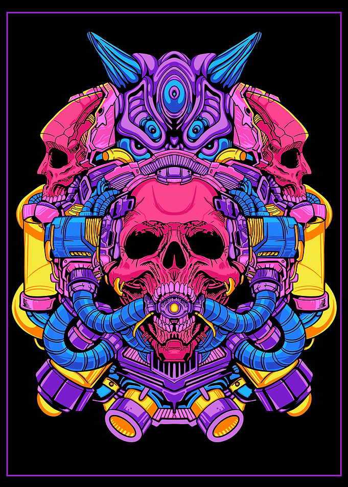 Cyberpunk Skull Art