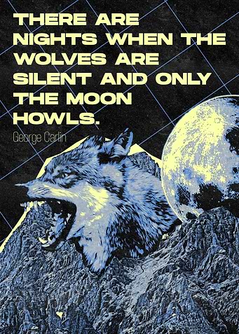 Mancave Poster with Wolf Howling at the Moon