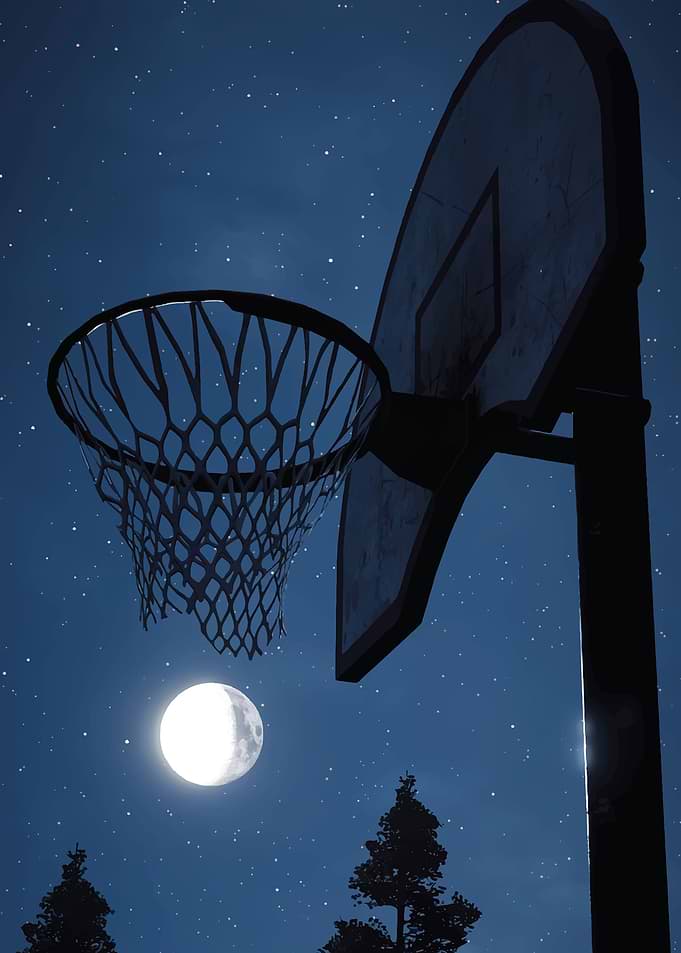 Basketball Hoop Under Night Sky