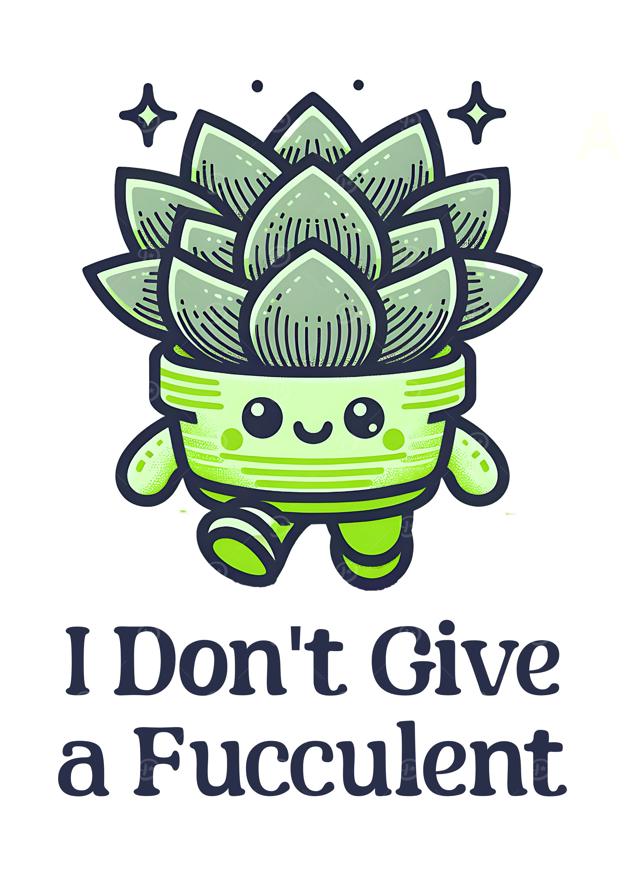 Succulent Pun Retro Mascot Illustration
