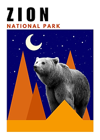 Zion National Park Mid Century Modern Collage Poster