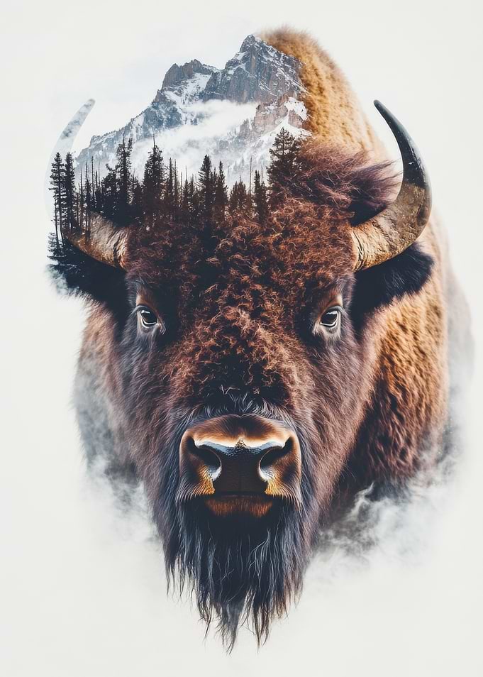 Bison Mountain Double Exposure
