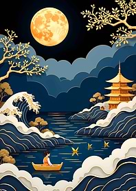 Japanese Moonlit Landscape