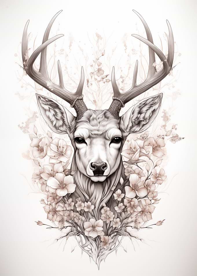 Deer with Flowers
