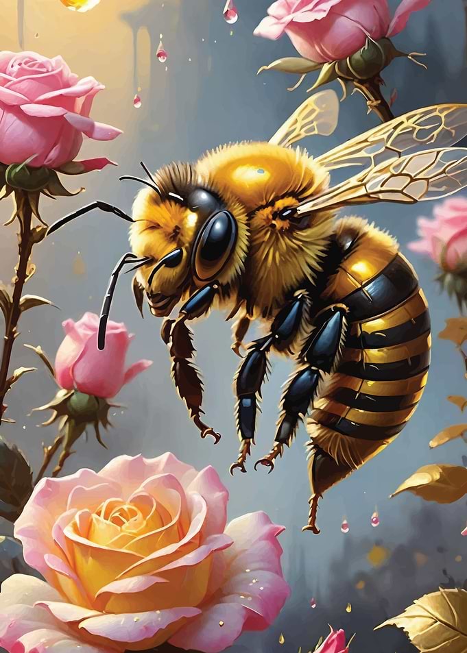Bee and Roses