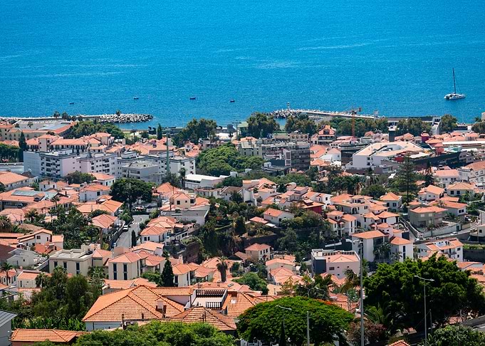 Funchal, Madeira, Coastal Town Aerial View