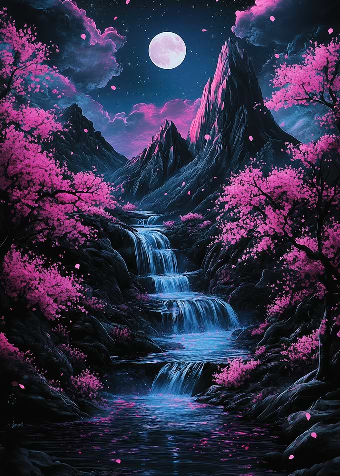 Moonlit Waterfall