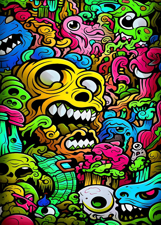 Psychedelic Doodle Monsters
