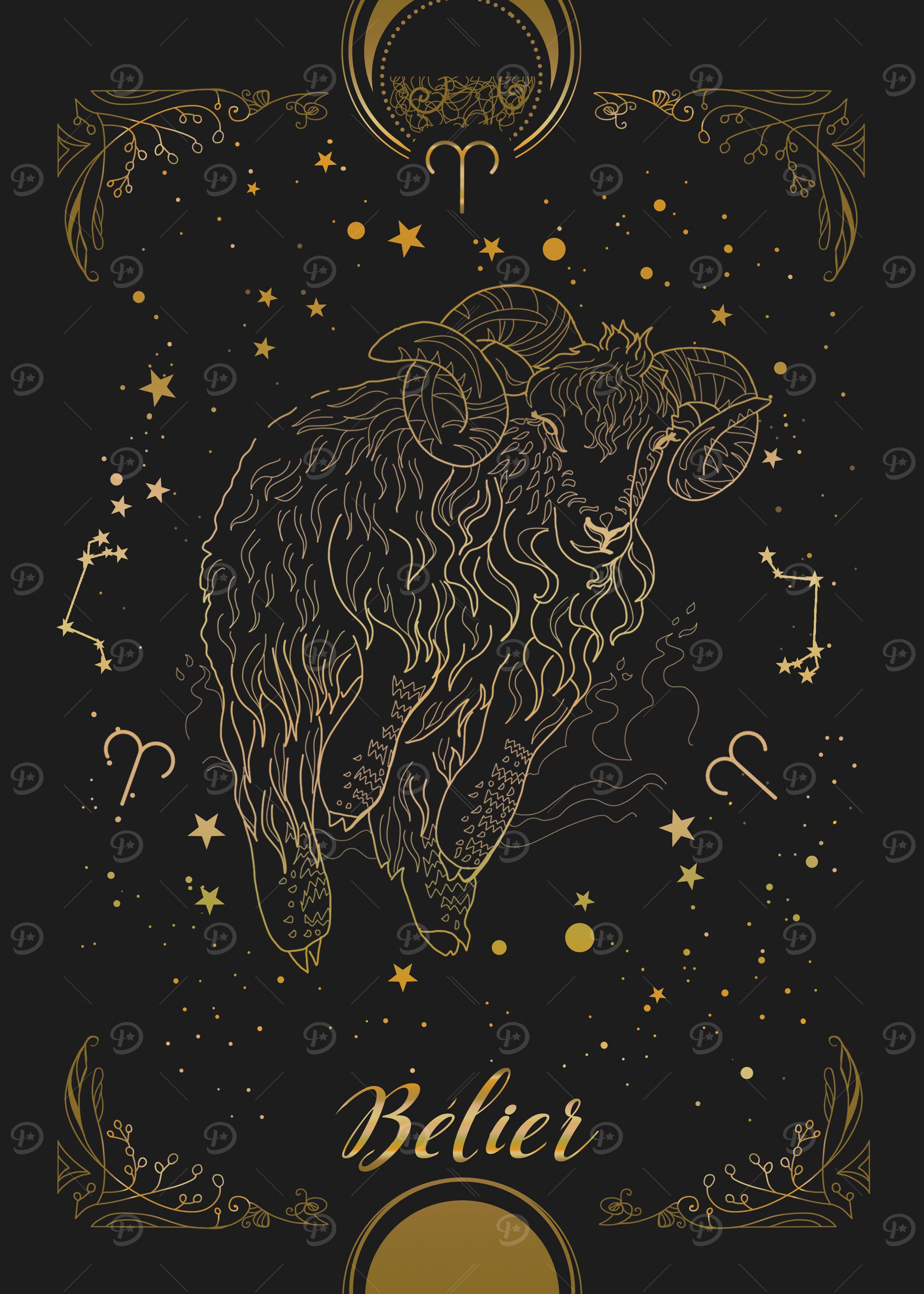 Aries Zodiac Sign Gold
