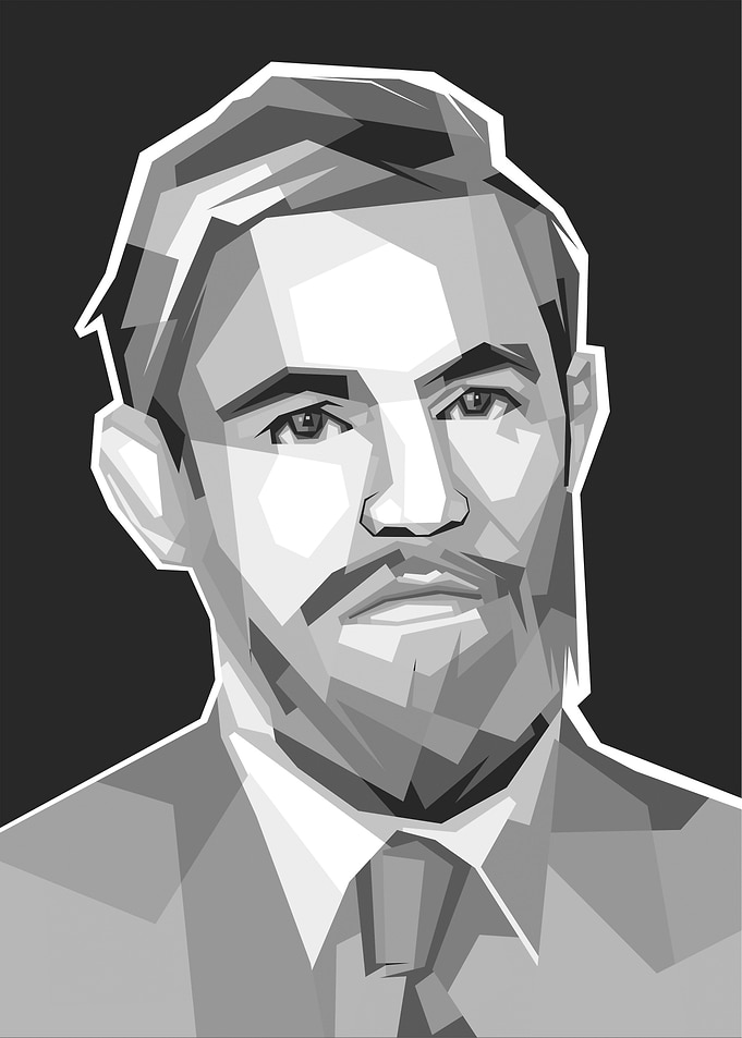 Man with Beard in Geometric Style