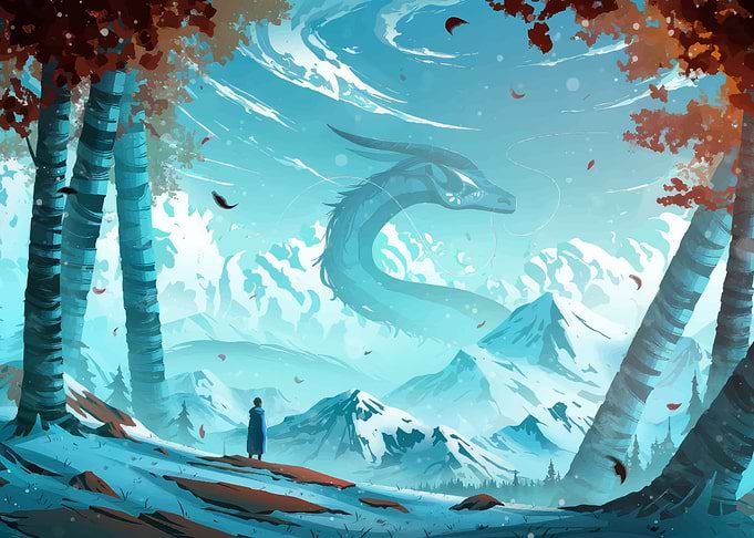 Dragon in Snowy Mountains