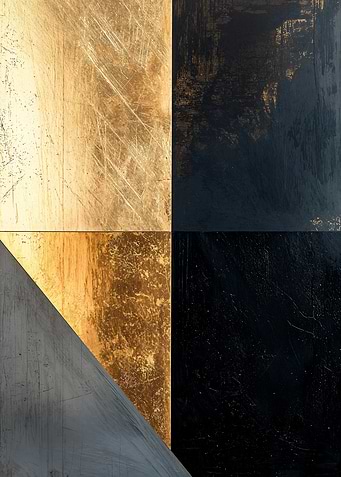 Gold and Black Abstract Art