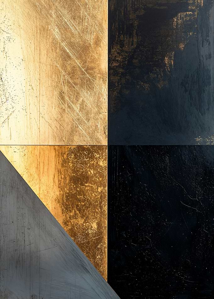 Gold and Black Abstract Art