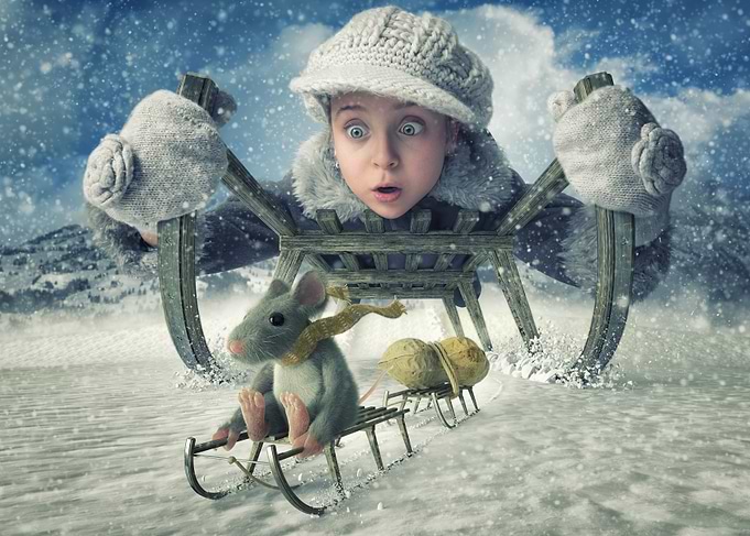 Mouse Sledding with Peanut