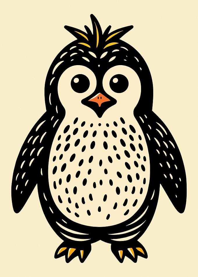 Cute Royal Penguin Illustration