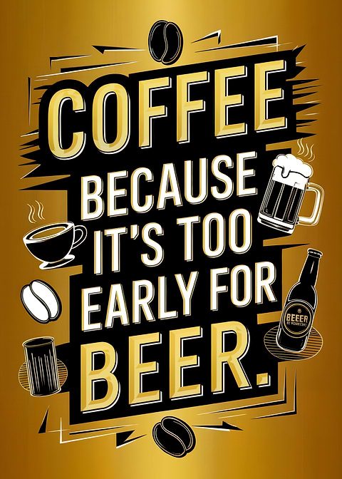 Coffee & Beer Quote — living room metal wall art