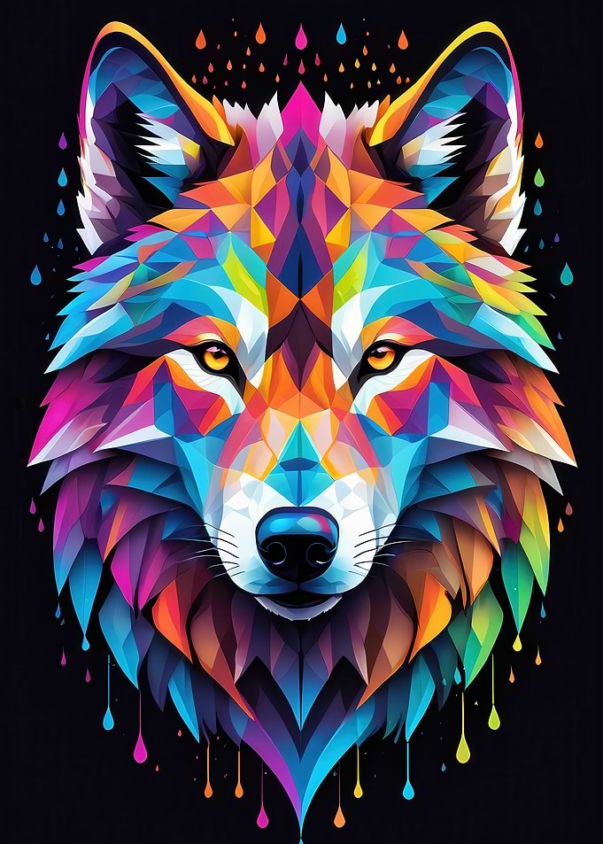 Colorful Geometric Wolf