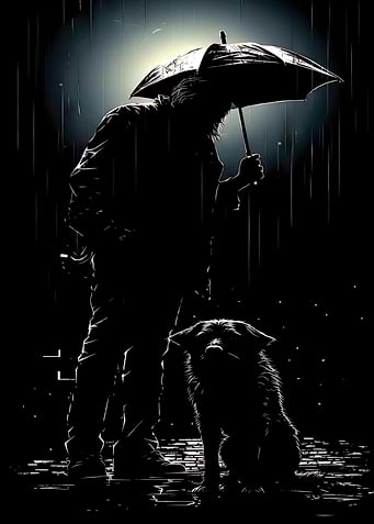 Rainy Night Silhouette