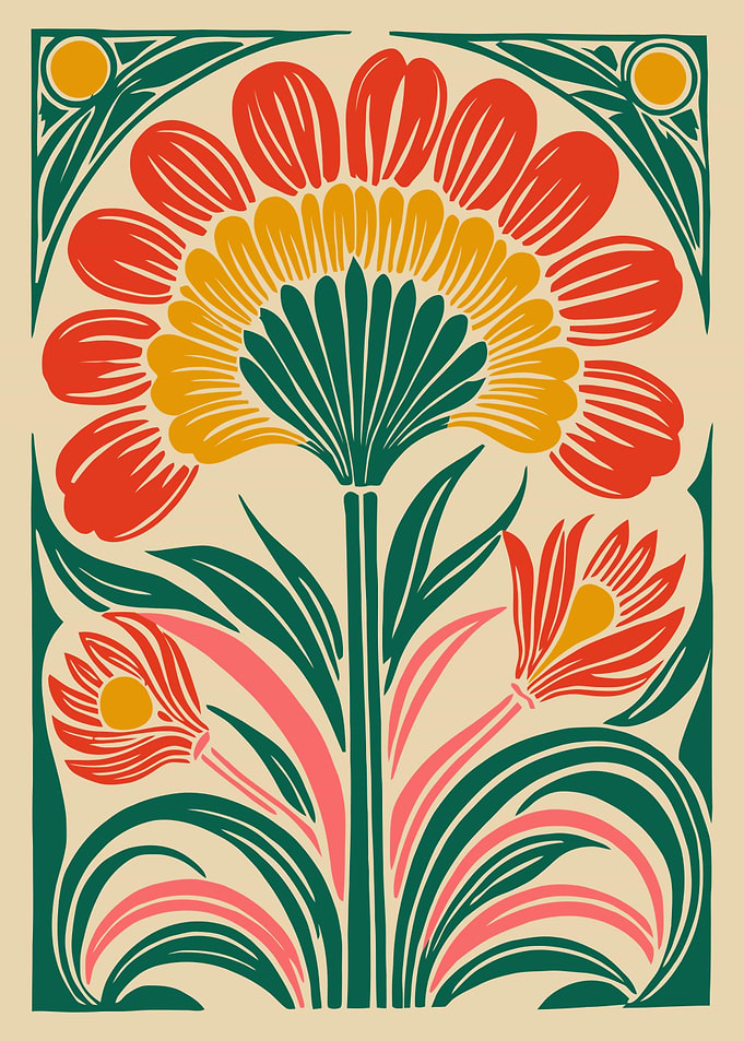 Floral Art Deco Print