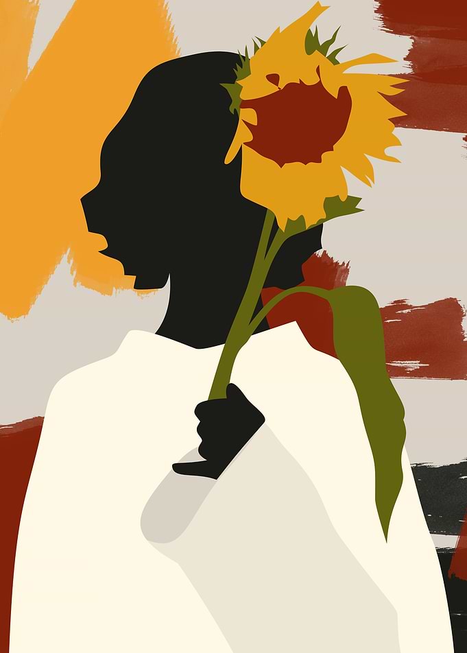Shadowed Soul with Sunflower Print