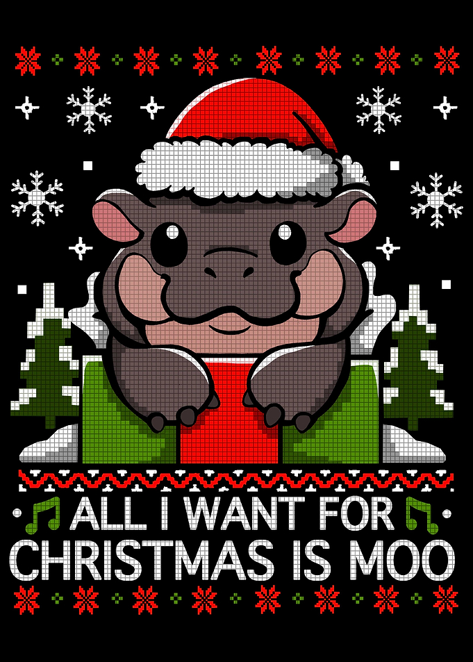 Hippo Christmas Ugly Sweater