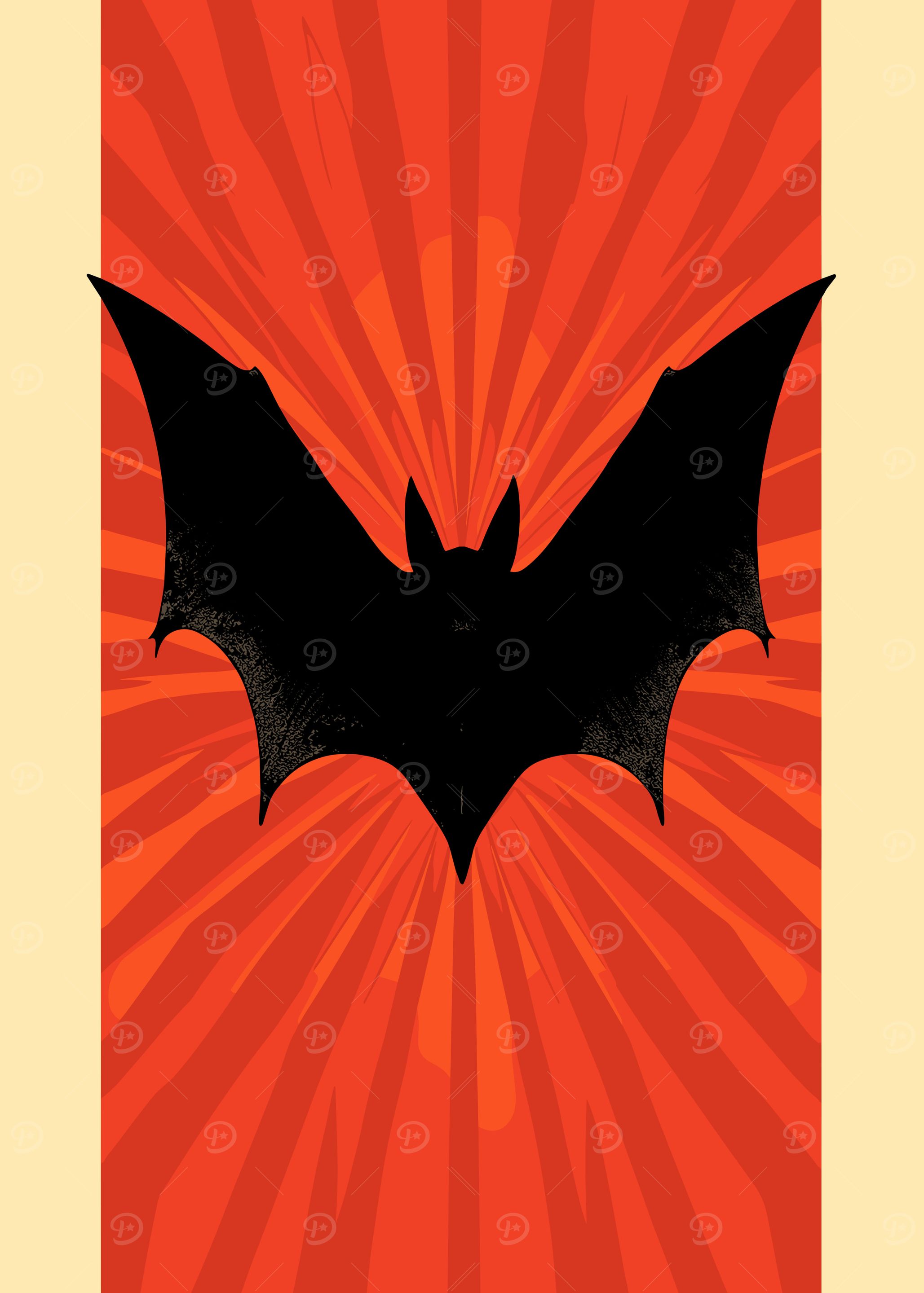 Bat Silhouette on Red