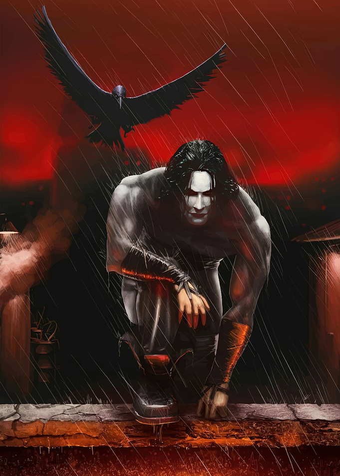 The Crow: Dark Figure in Rain